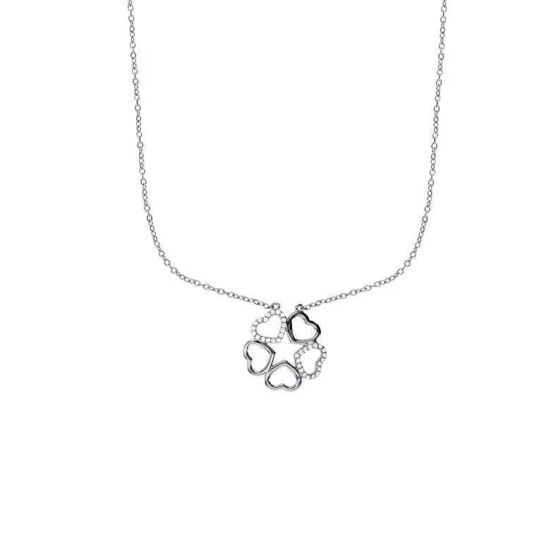 charm necklaces for women -Heart Flower Necklace (Silver)