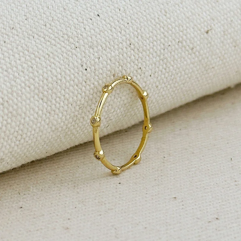 bold rings for women -CZ Dots Infinity Band 18K Gold Filled Ring