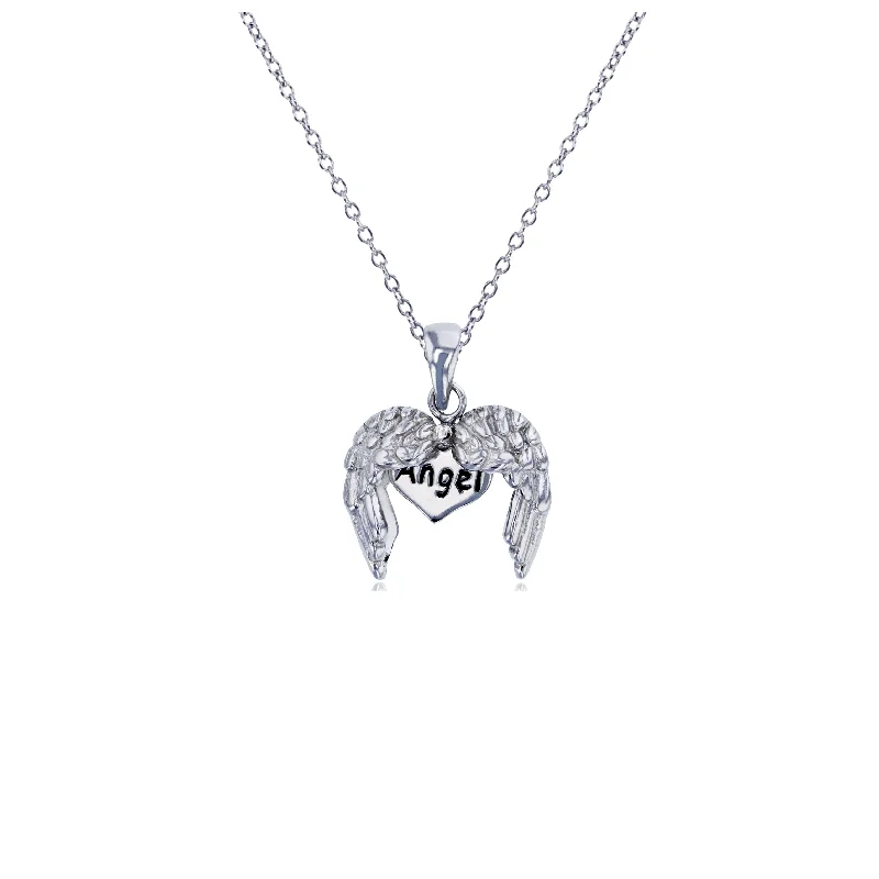 short necklaces for women -Angel Wing Necklace (Silver)