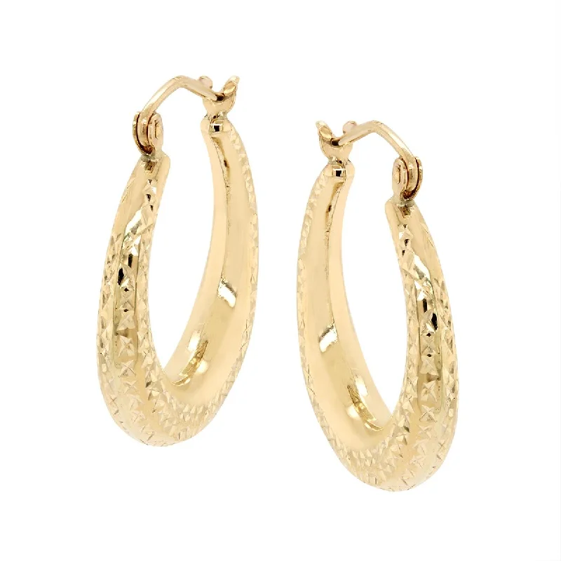 cubic zirconia drop earrings for women -YELLOW GOLD POLISHED AND FACETED HOOP EARRINGS