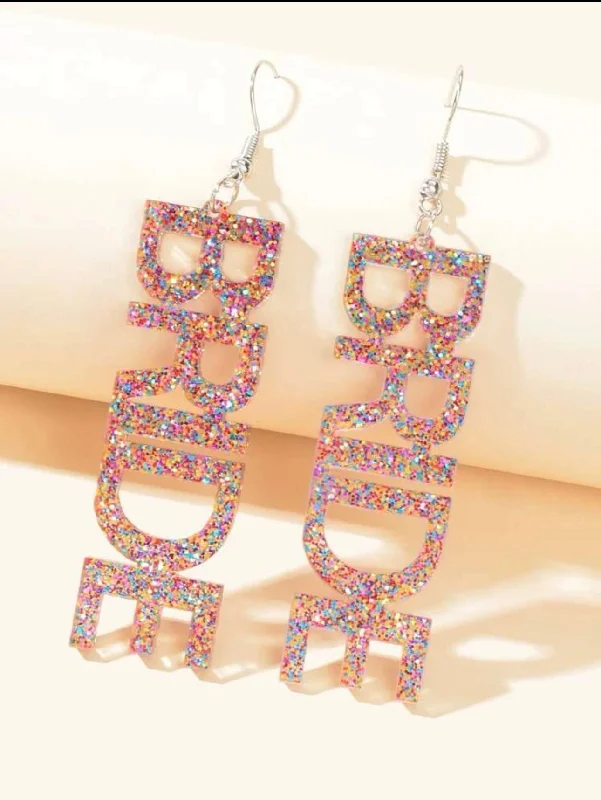 silver earrings for women -Bride Glitter Earrings