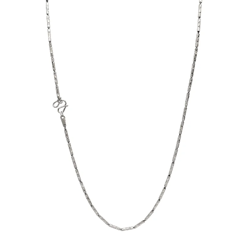 diamond chain necklaces for women -Faceted-cut Barrel Link Necklace (Platinum)