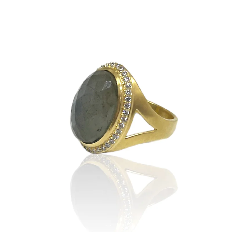 diamond rings for women -GOLD LABRADORITE FORTE RING