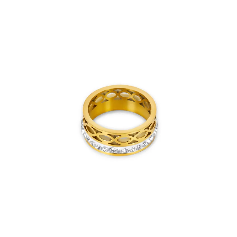 engagement rings with diamonds for women -Mosaic Stone Ring - Gold