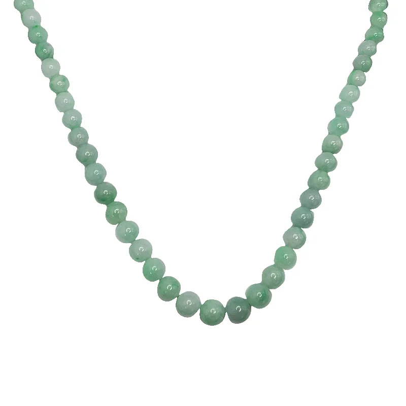 dainty gold necklaces for women -Graduated Beads Green Jade Necklace