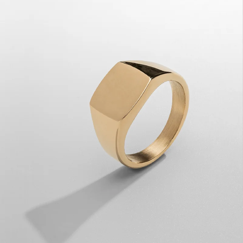 oversized rings for women -Square Signet Ring (Gold)