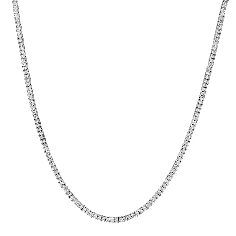 name necklaces for women -Zirconia Princess Cut Tennis Necklace (Silver)