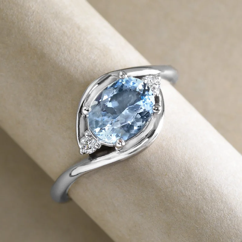 luxury rings for women -"Big Hug" Ring In Aquamarine