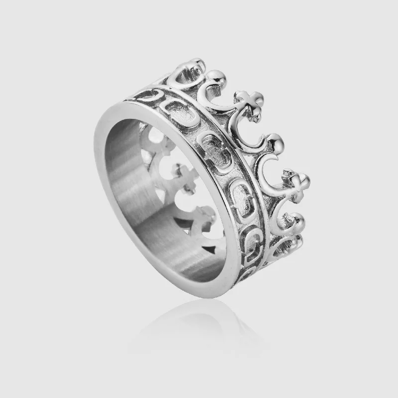 oval rings for women -Crown Ring (Silver)