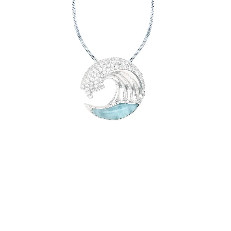 rose gold pendant necklaces for women -Larimar Wave Snake Necklace (Silver)