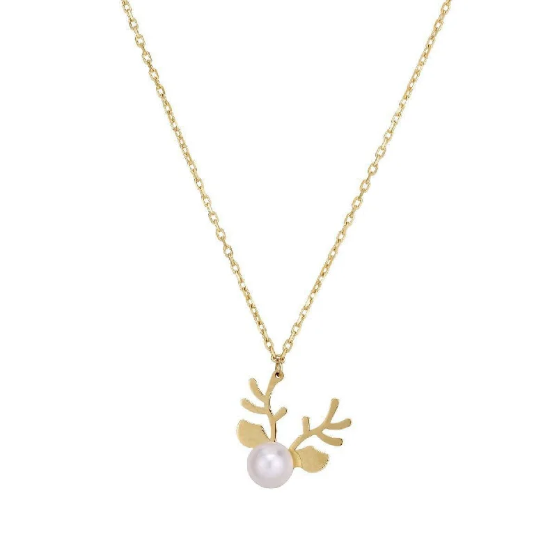 diamond chain necklaces for women -Reindeer Pearl Necklace (14K)