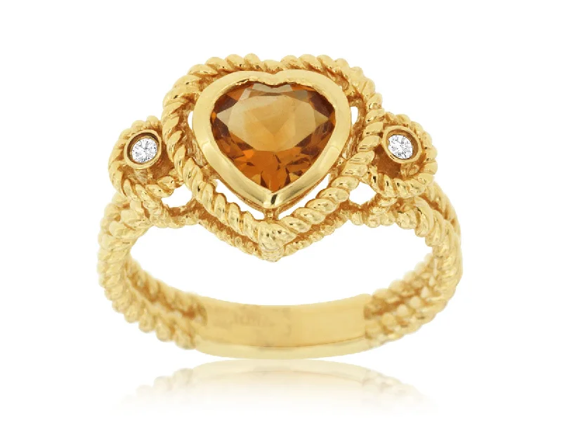 minimalist rings for women -Citrine Heart Ring