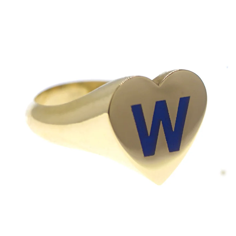 solitaire rings for women -Custom Heart Enamel Initial Ring