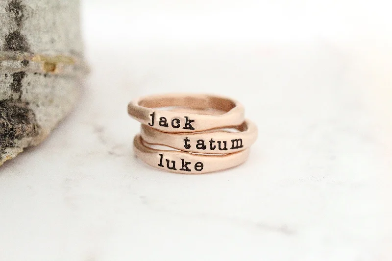 chunky rings for women -stackable name rings {10K rose gold}