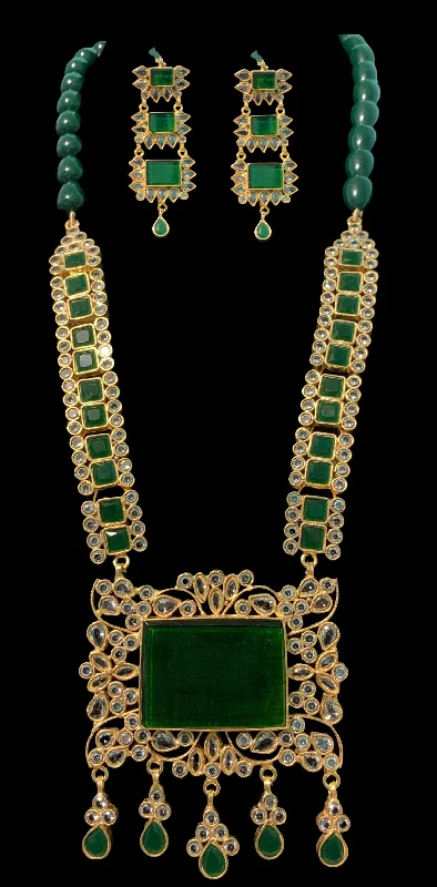 minimalist gold necklaces for women -LN11 Farshi kundan long statement necklace set (READY TO SHIP )