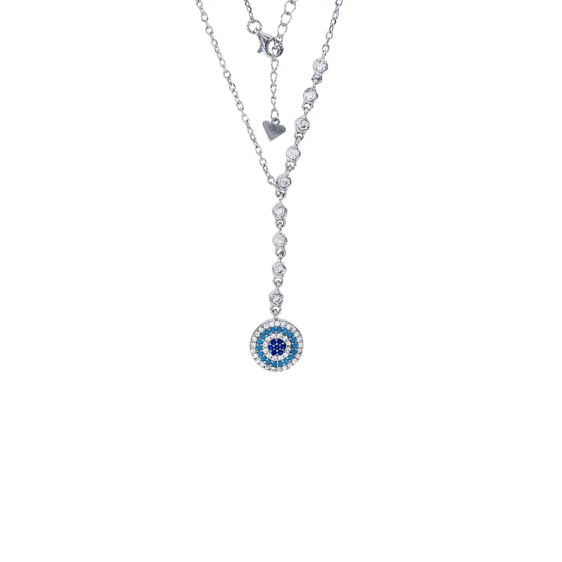 choker necklaces for women -Multi-Color Evil Eye Necklace (Silver)