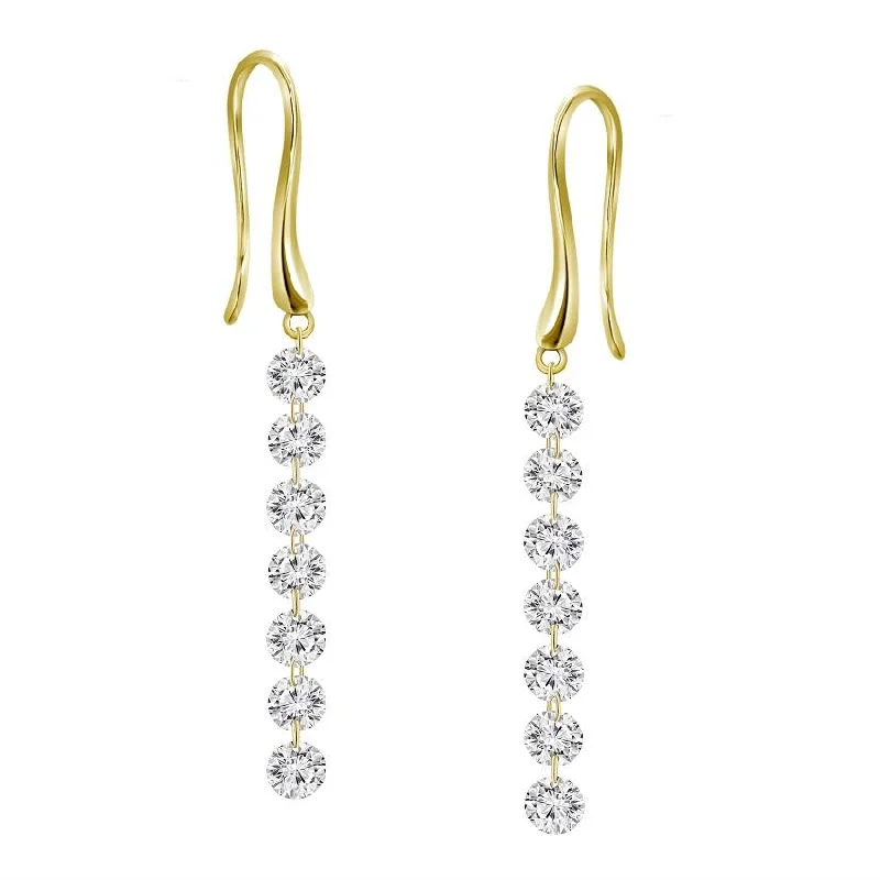 two-tone earrings for women -DANGLING DIAMOND EARRINGS, .69 CT TW