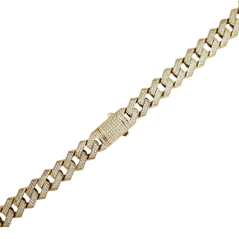 minimalist gold necklaces for women -Iced Out Monaco Two Row Necklace (14K)