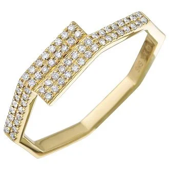 silver rings for women -Geometric Claw Pave Ring