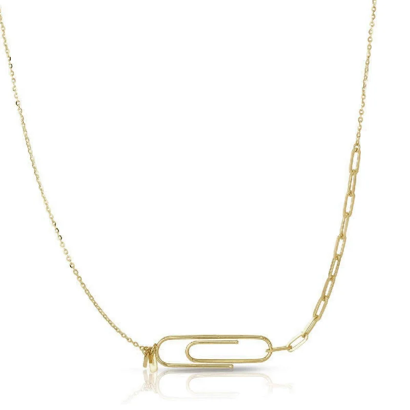 layered necklaces for women -Stationed Paperclip Necklace (14K)