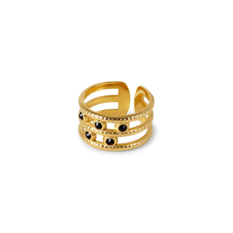 unique rings for women -Melina Adjustable Multi-Layer Ring - Gold