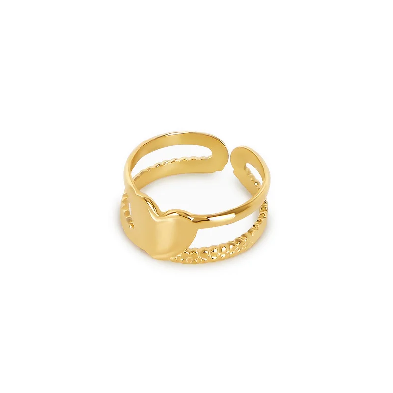 affordable diamond rings for women -Amor Adjustable Layered Ring - Gold