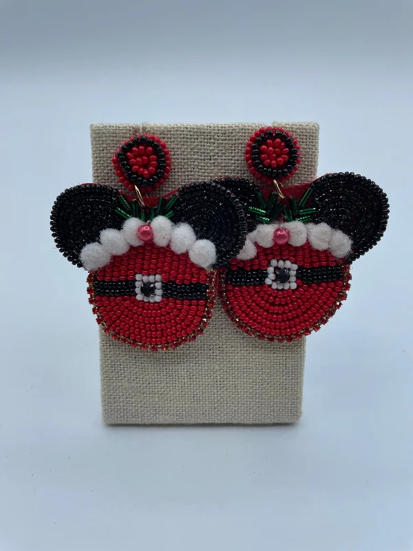 intricate earrings for women -Santa Mickey Earrings