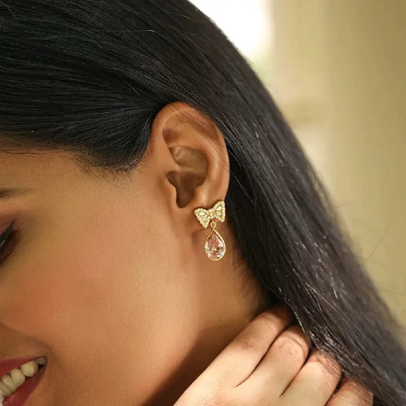 beautiful earrings for women -Gulabo Bow Earring In 92.5 Silver