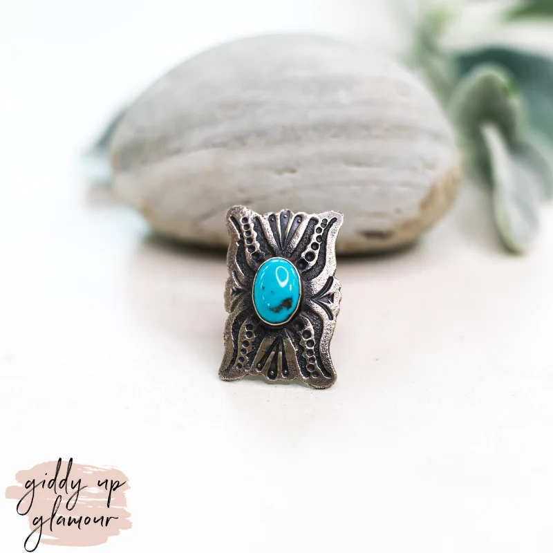 cubic zirconia rings for women -Shawn Cayatineto | Navajo Handmade Sterling Silver Ring with Turquoise Stone | Size 7