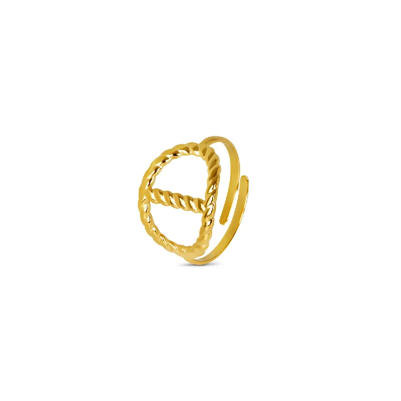 luxurious diamond rings for women -Split Spiral Pendant Ring - Gold