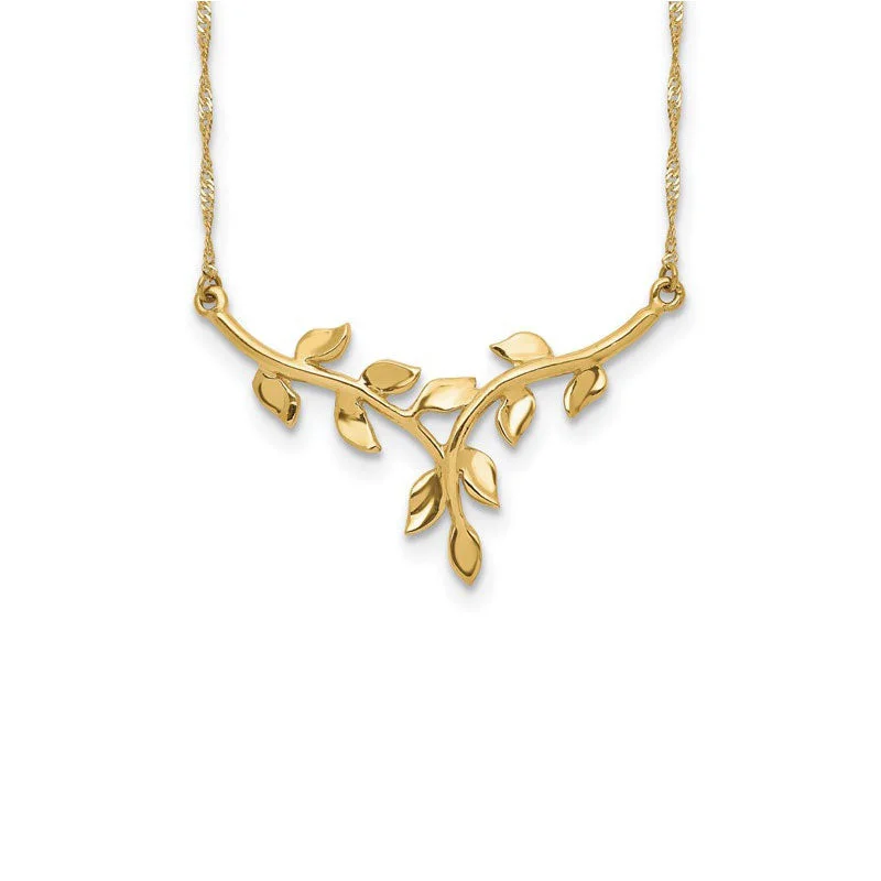 custom pendant necklaces for women -Leafy Lariat Necklace (14K)