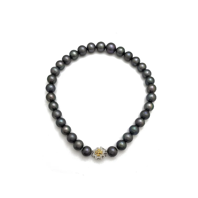 trendy necklaces for women -Black South Sea Pearl Necklace (14K)