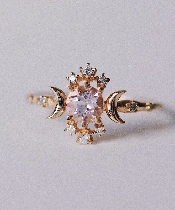 sapphire engagement rings for women -Morganite Wandering Star Ring