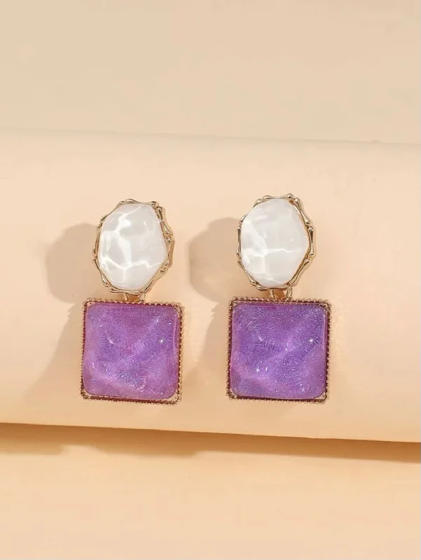 diamond stud earrings for women -Lilac Geometric Earrings