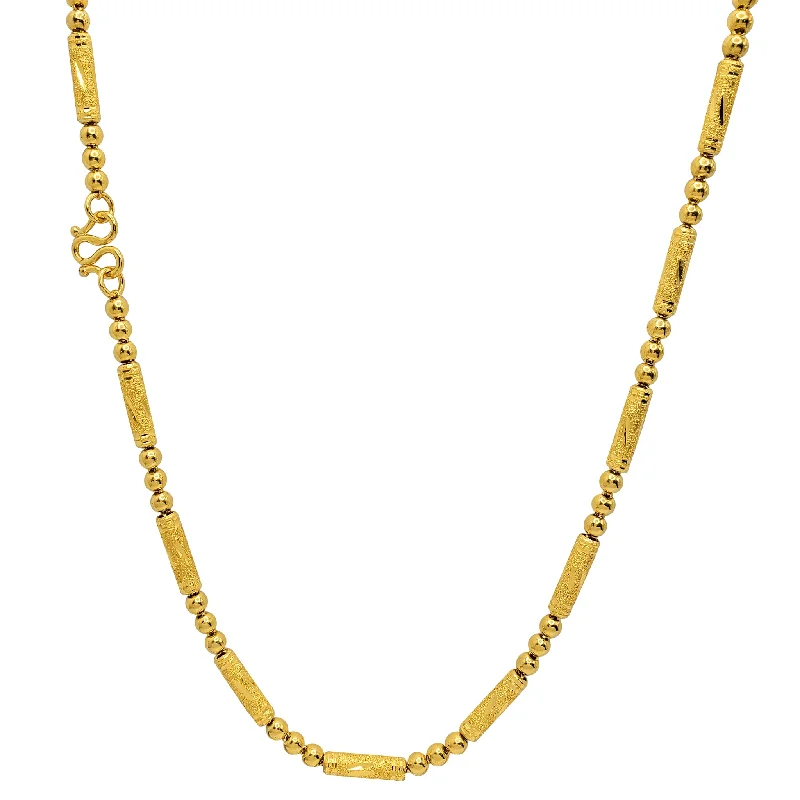 beaded necklaces for women -Glitter-cut Barrel & Ball Necklace (24K)