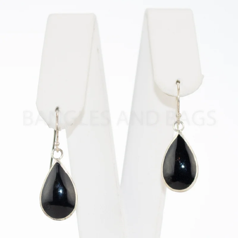 intricate earrings for women -Jody Coyote Sterling Silver Black Tear Drop Earrings