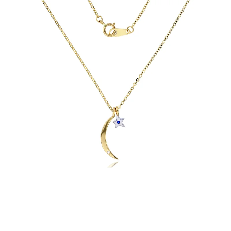 heart-shaped necklaces for women -Yellow Gold Moon & Star Fancy Necklace (14K)