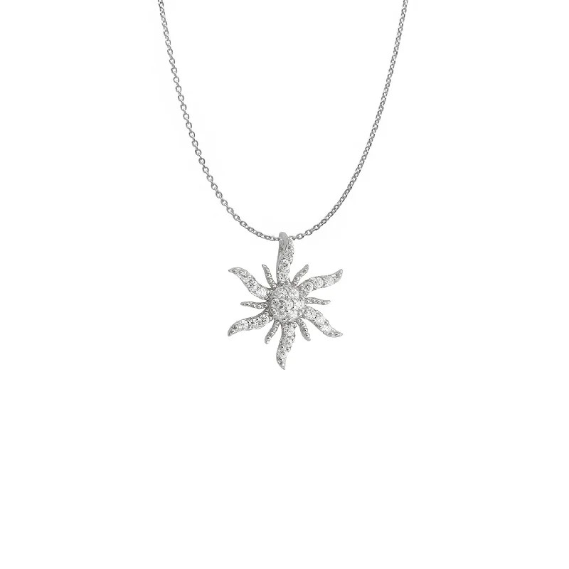 diamond necklaces with sapphires for women -Sun Necklace (Silver)