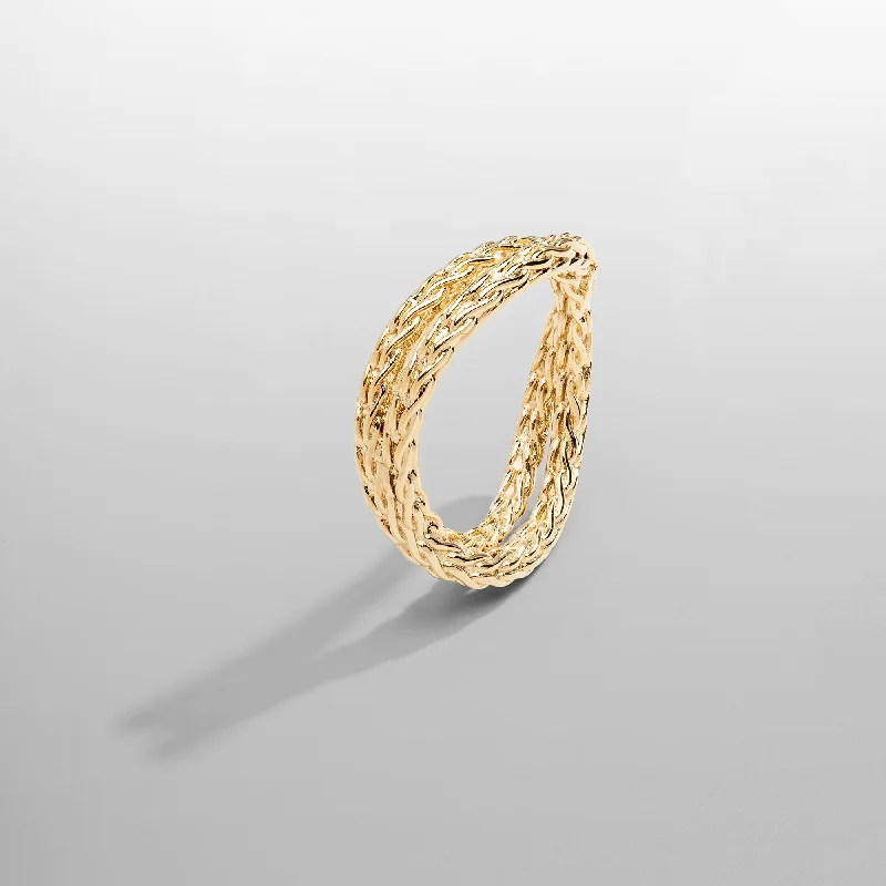 oversized rings for women -Rope Wrap Ring (Gold)