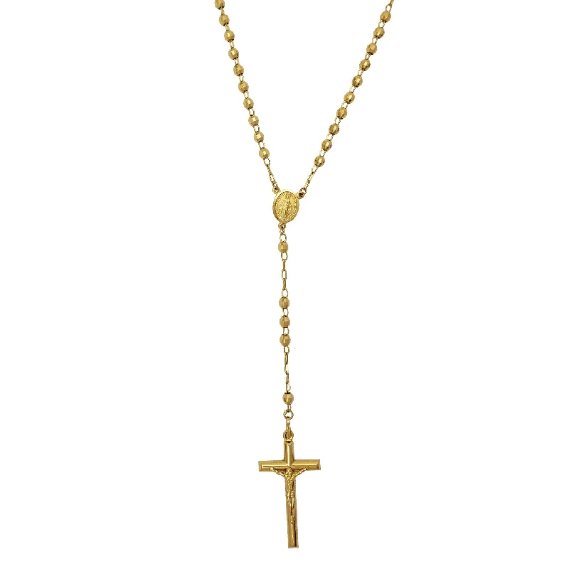 antique gold necklaces for women -[Disco-Cut] Crucifix Rosary Necklace (14K)