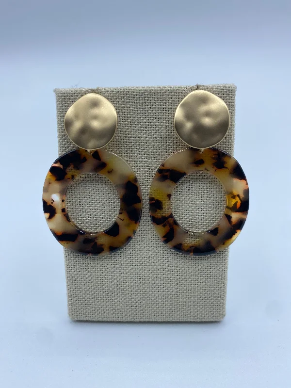 flower earrings for women -Acrylic Animal Print and Gold Circle Hoop Earrings