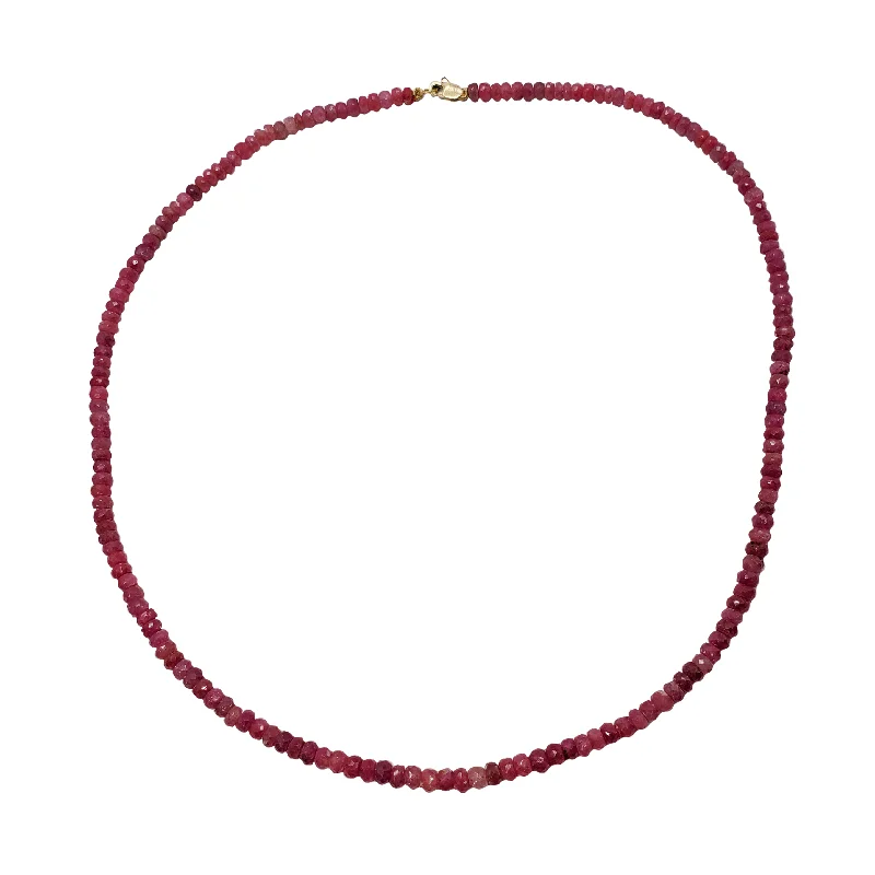 simple silver necklaces for women -Pink "Ruby in the Rough" Necklace (14K)