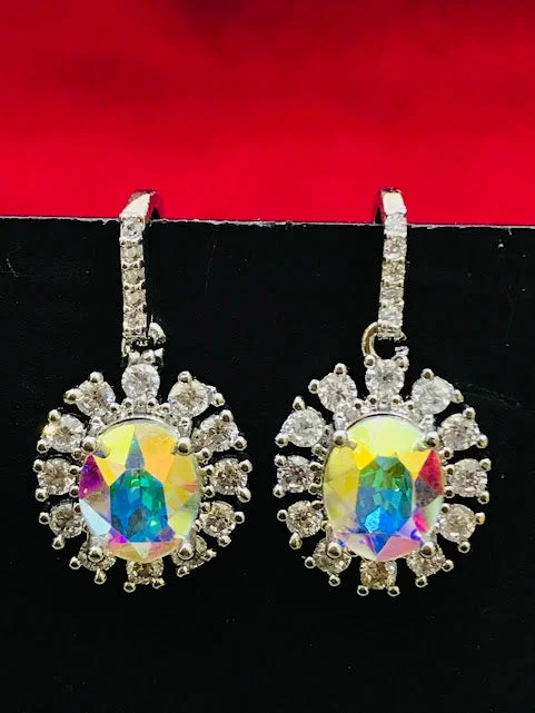 vintage earrings for women -Stunning Multicolored American Diamond Earrings