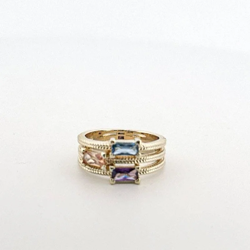 wedding rings with diamonds for women -Athena Multi Color CZ Ring