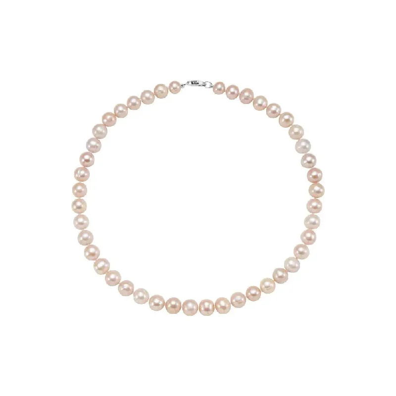 rose gold necklaces for women -Freshwater Cultured Pink Pearls Necklace (Silver)