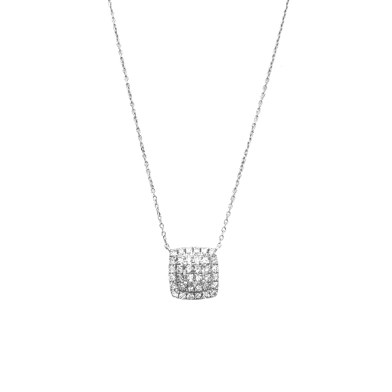 initial necklaces for women -Diamond Square Cluster Necklace (14K)