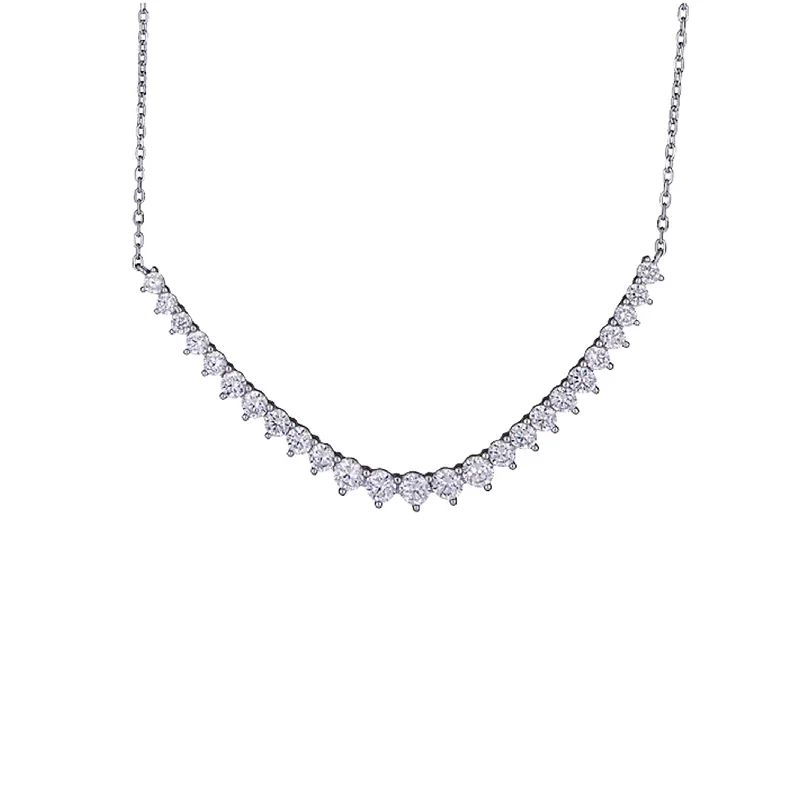 diamond chain necklaces for women -V-Shaped Bar Necklace (Silver)