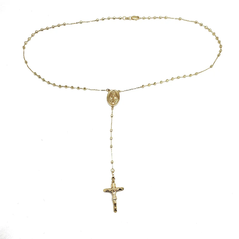 beaded necklaces for women -Rosary Bead Necklace (14K)