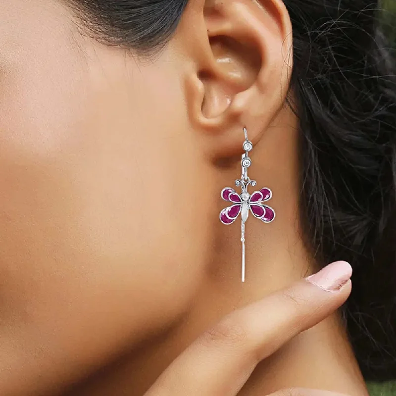 stylish earrings for women -92.5 Silver Earring With Butterfly