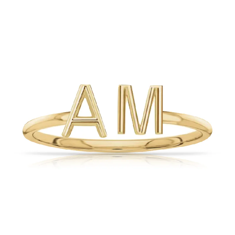 gold engagement rings for women -Solid Initials Cuff Ring